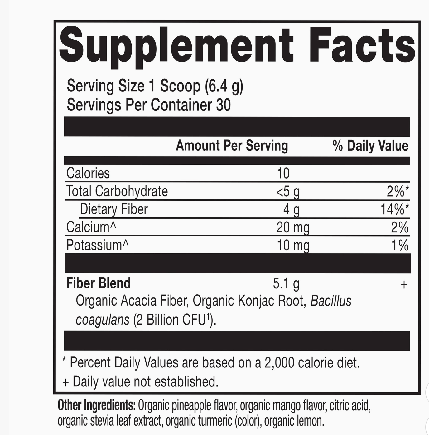 Organic Fiber | Powder Pineapple Mango Flavor (30 Servings)