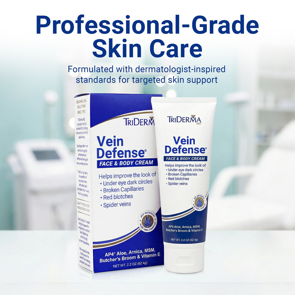 Vein Defense Face & Body Cream – Helps Improve the Appearance of Spider Veins, Bruising & Uneven Skin Tone