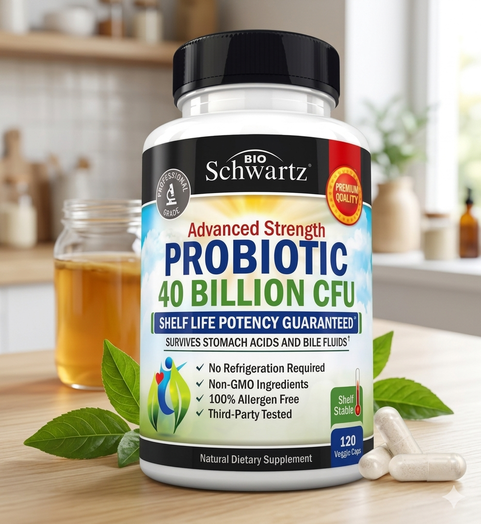 Bioschwartz- Daily Probiotic Support 40B CFU – 120 Non-GMO Capsules