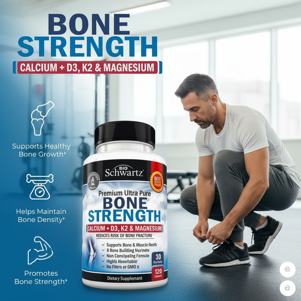 Advanced High-Absorption Bone Strength Formula with Calcium, D3, K2 & Magnesium