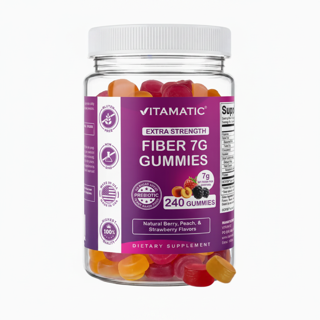 Vitamatic Zero Sugar Prebiotic Fiber Gummies – 240 Premium Chewable Tablets