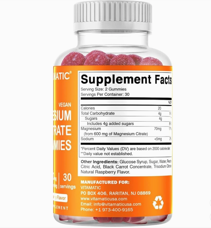 Vitamatic Magnesium 600mg | Muscle & Calm | 60 Vegan Gummies