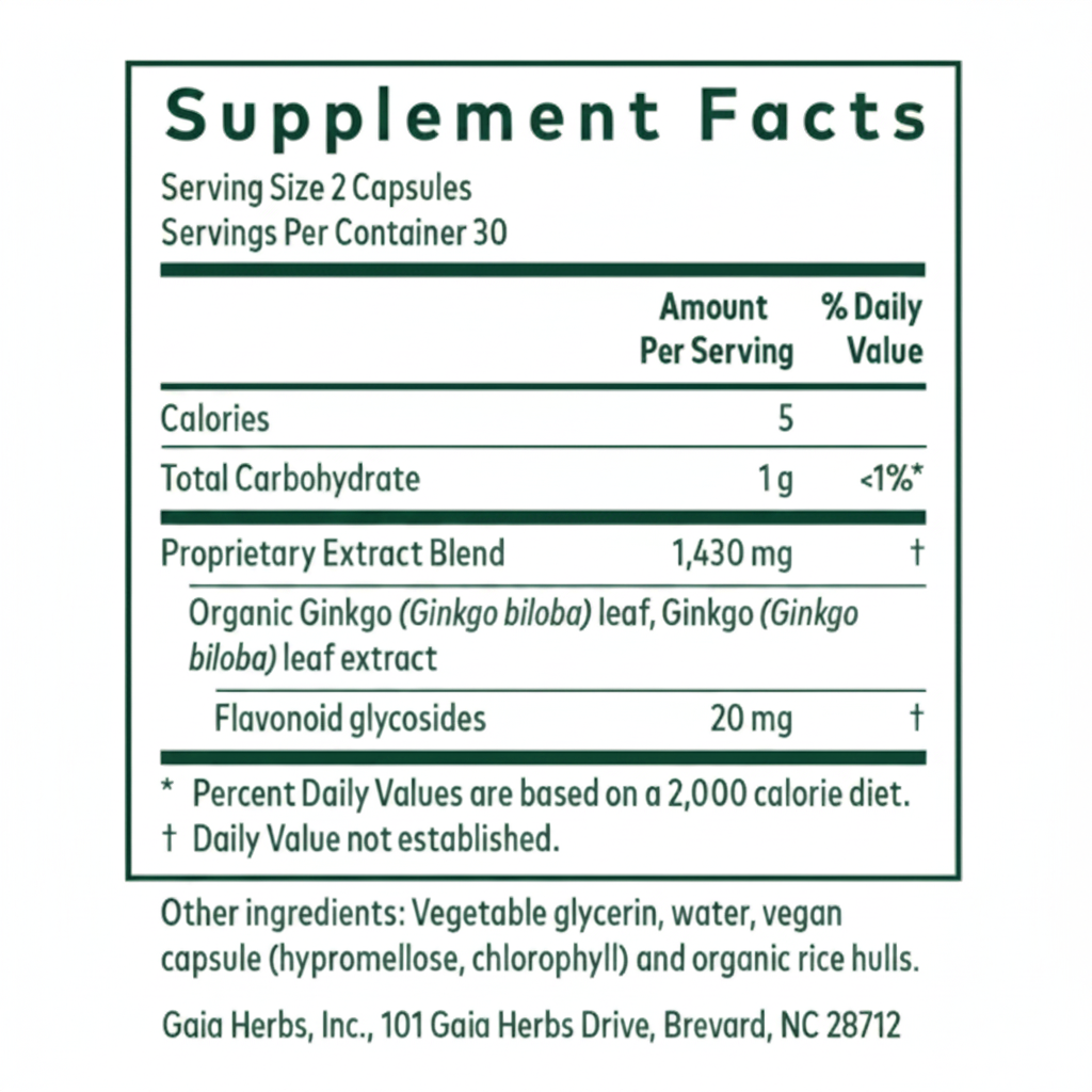 Gaia Herbs Ginkgo Leaf – Memory, Brain & Circulation Support