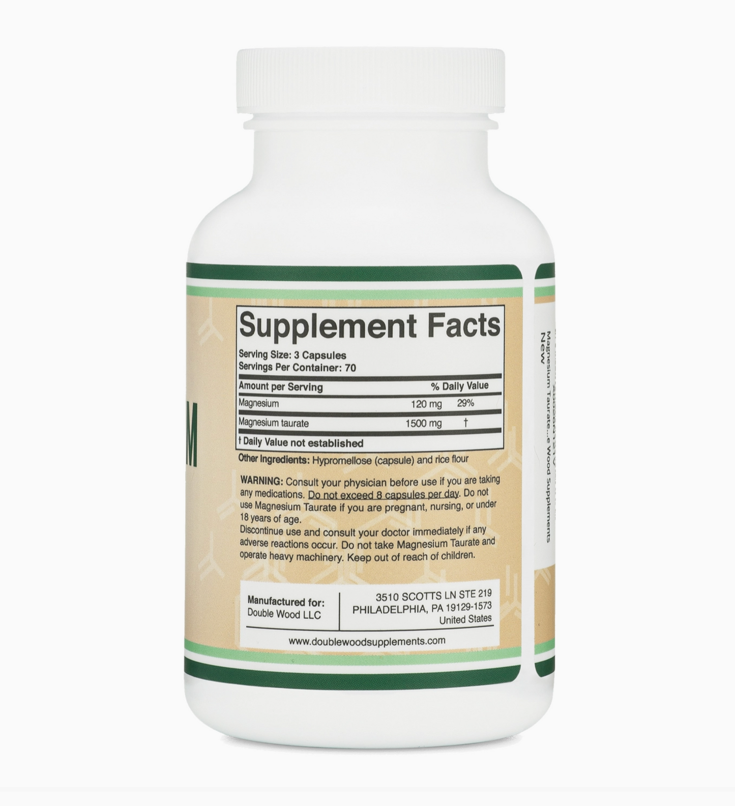 Double Wood Magnesium Taurate – Heart & Cardiovascular Support -210 capsules