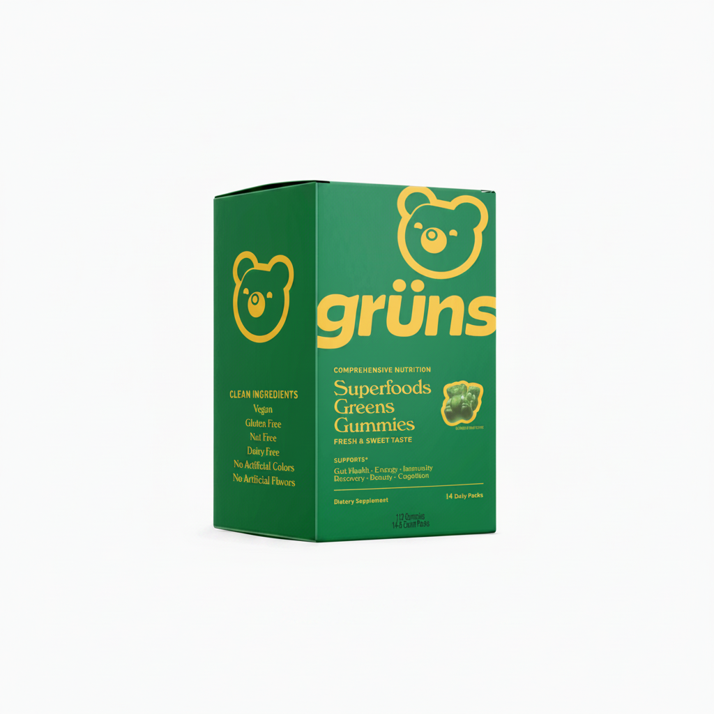 Grüns Adult Sugar Free Superfood Greens Gummies, 14 Servings