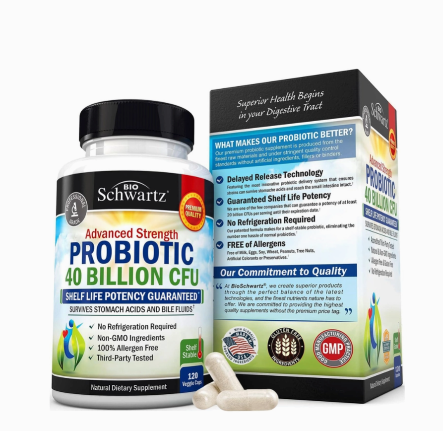 Bioschwartz- Daily Probiotic Support 40B CFU – 120 Non-GMO Capsules