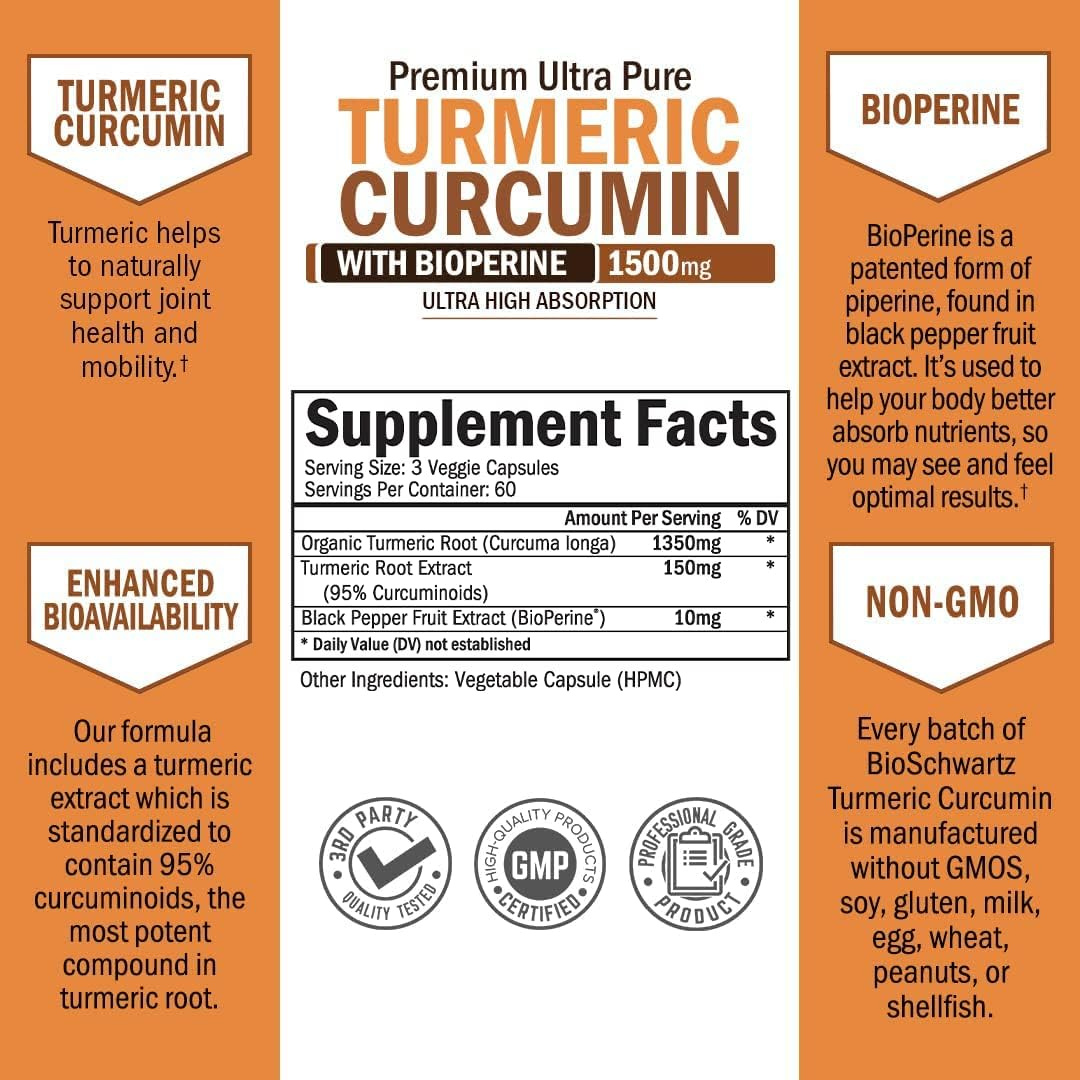 BioSchwartz - Turmeric Curcumin with Black Pepper: Joint Support (90 Cap)