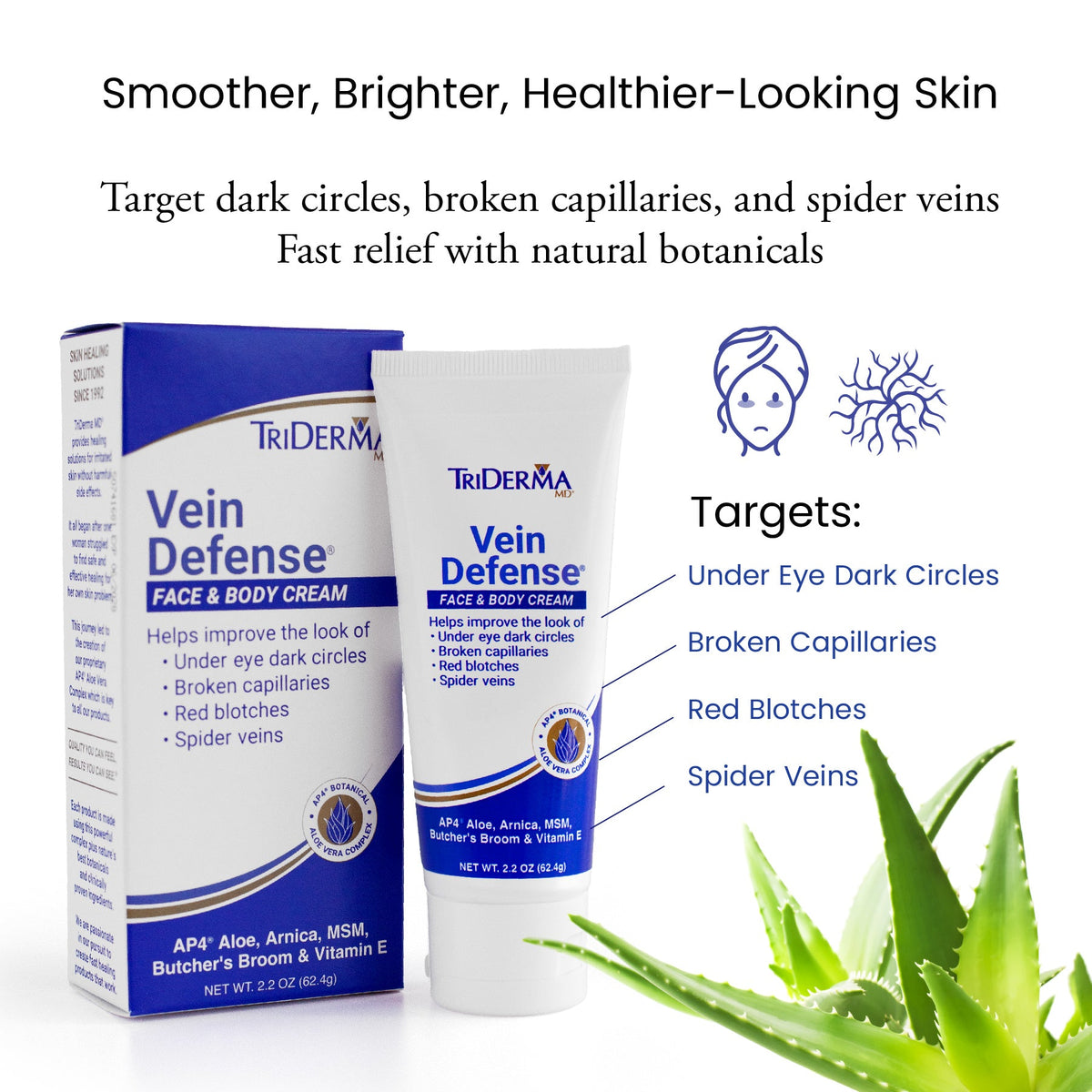 Vein Defense Face & Body Cream – Helps Improve the Appearance of Spider Veins, Bruising & Uneven Skin Tone